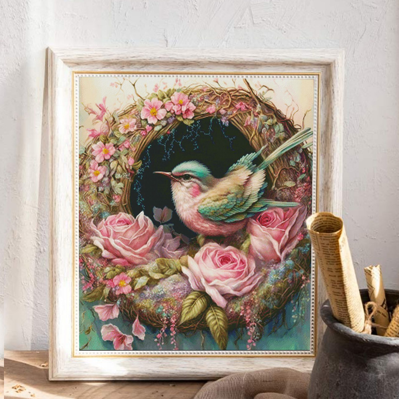 春天十字绣欧式风客厅花与鸟