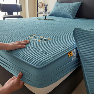 全棉棉花床笠单件纯棉加厚夹棉床垫保护套床罩床单135×200三件套