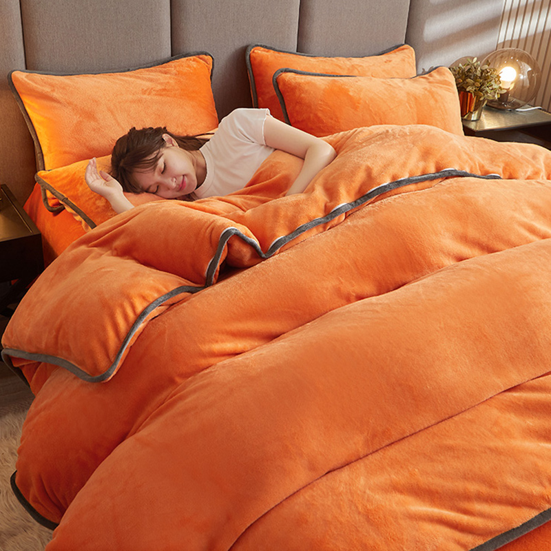 加厚牛奶珊瑚绒冬天加绒被套单件法兰绒法莱双面绒被罩180&times;220cm