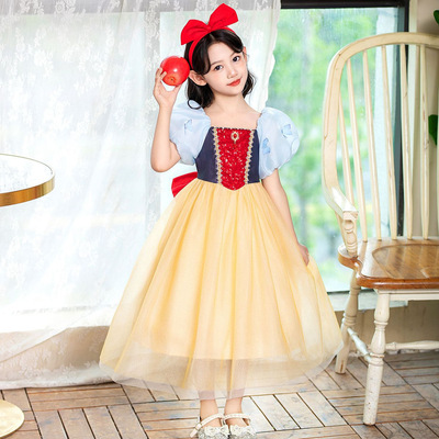 女童白雪公主裙泡泡短袖高端精品