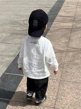 春秋季婴儿宝宝鸭舌帽子夏季儿童棒球帽男女童1岁字母潮纯棉黑色