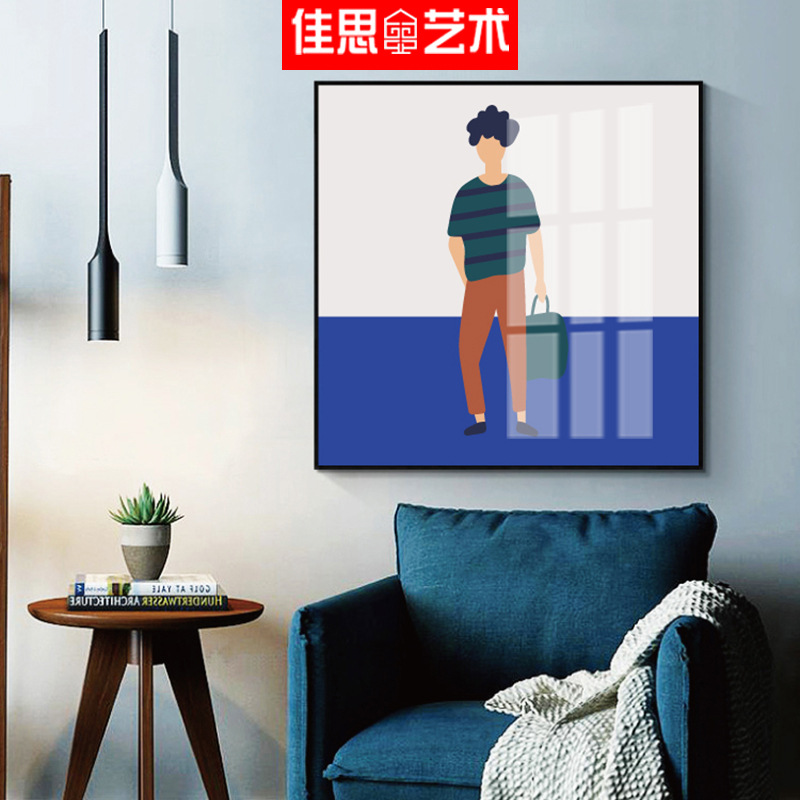 北欧风格客厅装饰画 沙发背景墙抽象人物挂画卧室清新方形挂画图片