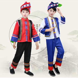 儿童拉祜族演出服装男女童少数名族中小学生拉祜族运动会表演服饰