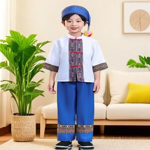 广西壮族三月三男儿童服装少数民族壮族幼儿园壮族傣族黎族苗族
