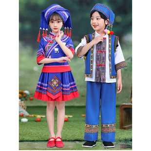 新款儿童少数民族服装傈僳族男女童舞蹈服演出服合唱服舞蹈小学生