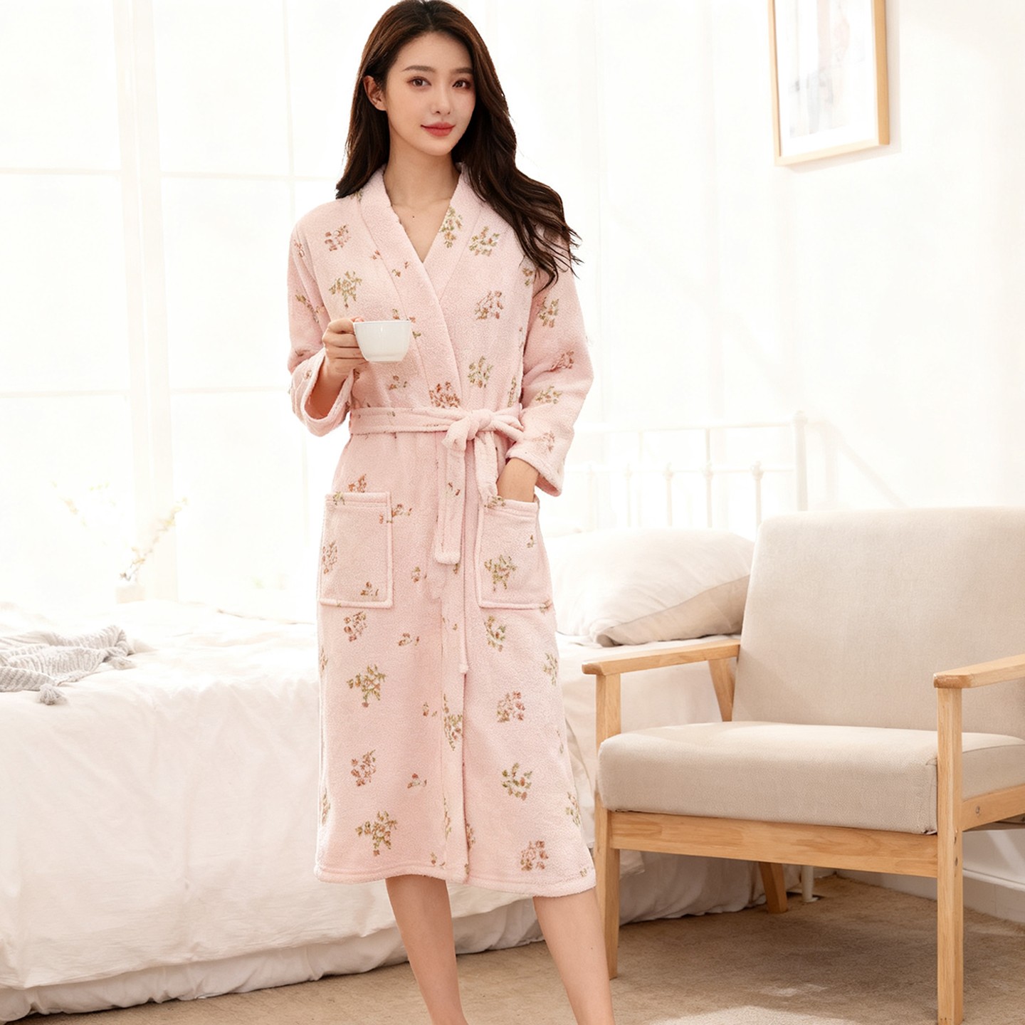 秋冬睡袍女款珊瑚绒浴袍仅44.9元