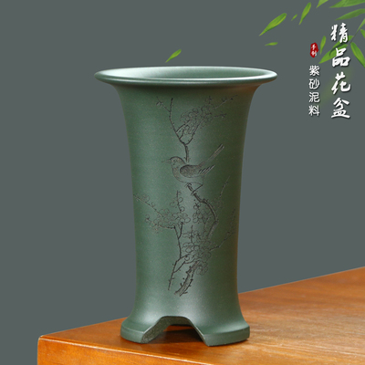 神力精品民国绿紫砂花盆兰花兰草蝴蝶兰春兰建兰莲瓣兰寒兰专用盆