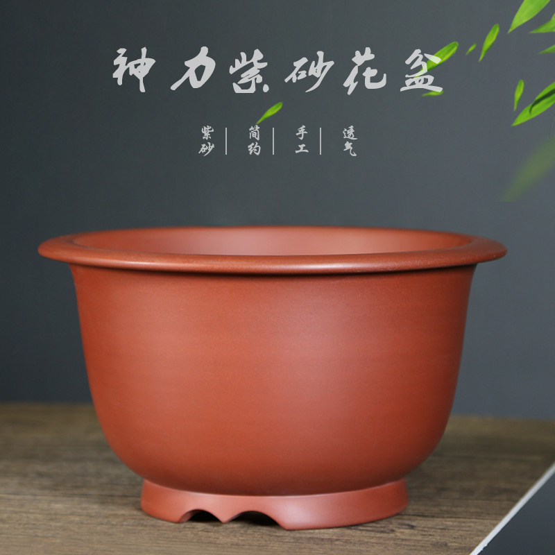 紫砂君子兰花盆室内阳台高档简约陶瓷大号花卉绿植枣红泥盆景盆