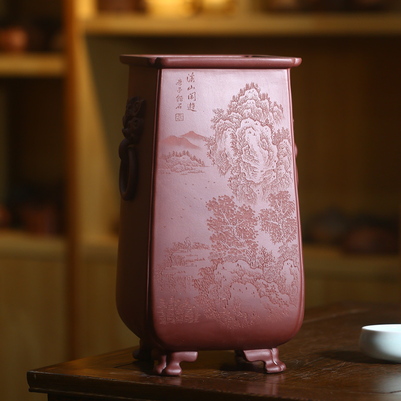 神力紫砂陶瓷兰花花盆名家古典四方精品手工桌面地面阳台创意花盆