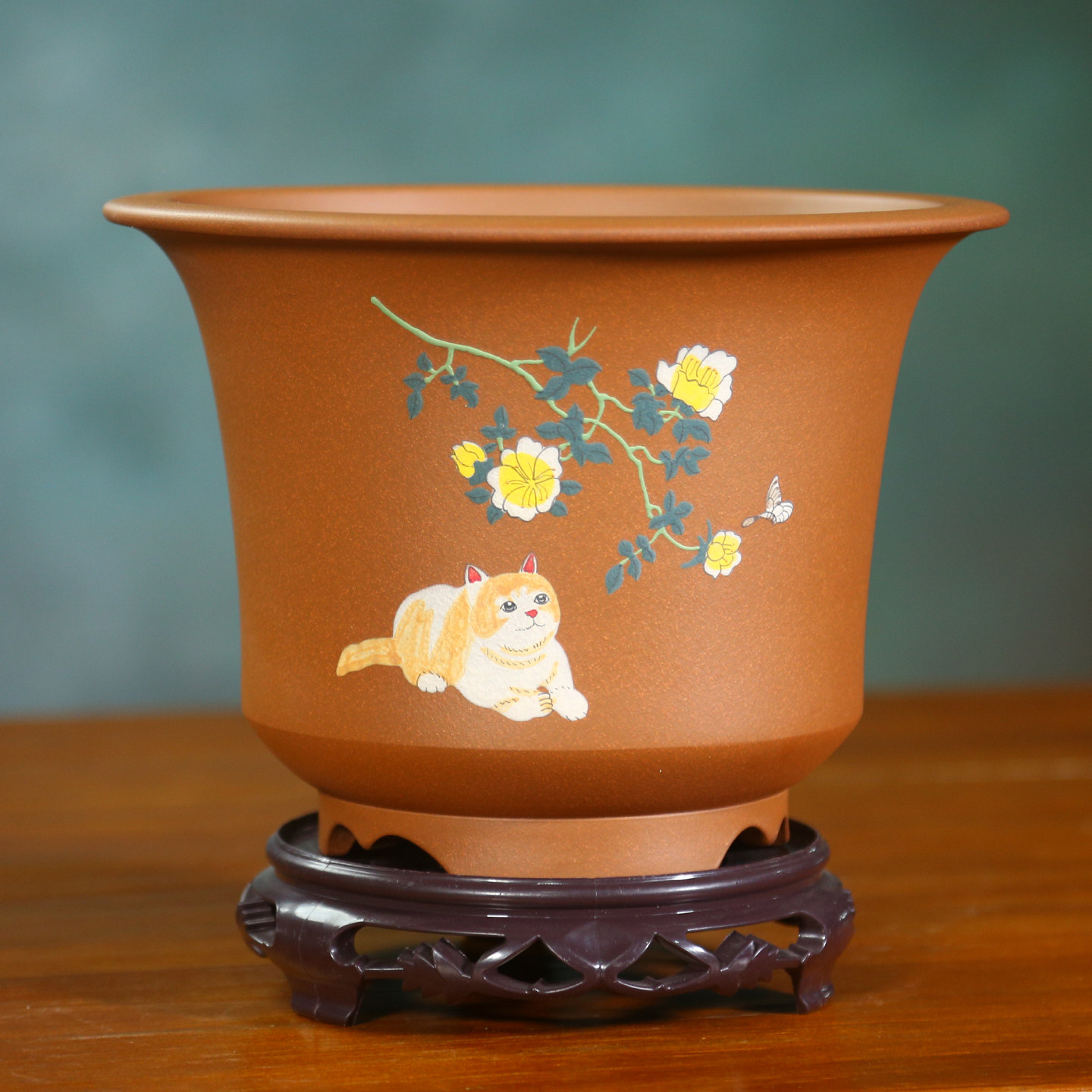 神力紫砂花盆兰花文竹阳台陶瓷大口花卉绿植罗汉松盆景盆古典盆栽