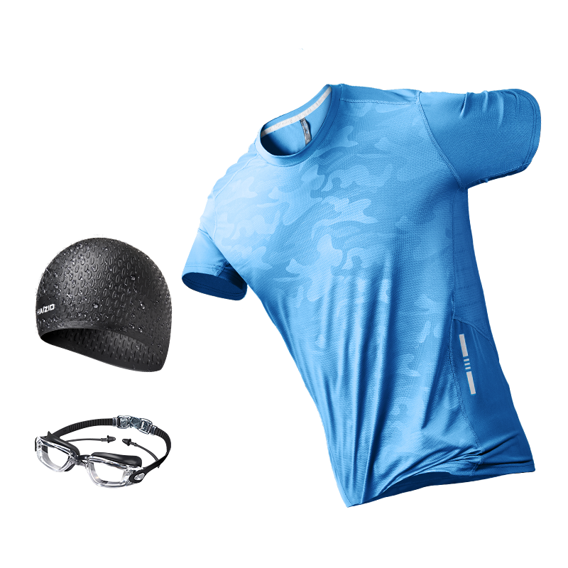 泳衣男速干衣男款夏季短袖青少年冰丝单件泳装成人上衣游泳裤沙滩