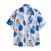 Hawaiian boy short-sleeved floral shirt children's clothing, Hong Kong-style children's boy seaside clothes, cool and stylish, big and medium-sized children's parent-child wear thumbnail 3