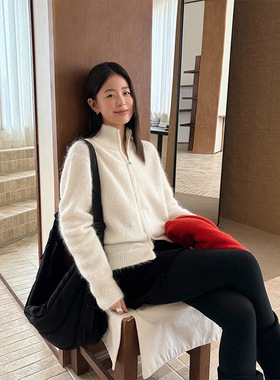 TG 休闲净版毛衣拉链外套女2025秋冬新款立领宽松保暖针织衫25926