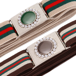 新松紧腰带女士皮带懒人裤带可调节挂钩免打孔黑色百搭装饰带腰链