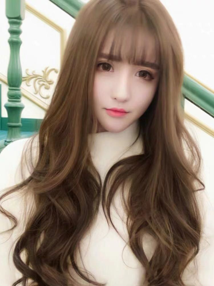 网红假发女长卷发大波浪空气刘海真人发丝蓬松自然全头套式假发套