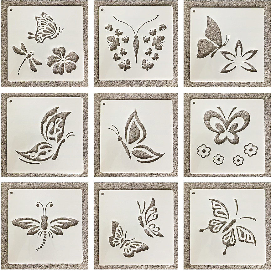 儿童diy校园手账创意蝴蝶绘画模板面包装饰墙绘镂空模板喷绘板