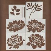 牡丹国风花纹图案彩绘型糊染墙绘画涂鸦镂空墙绘涂刷蓝染工具模板