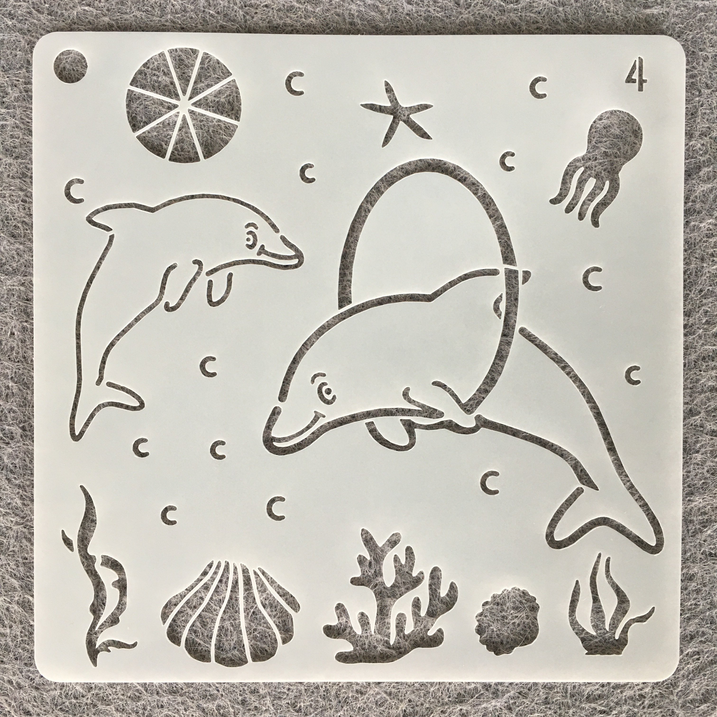 국경 새로운 해양 생물 중공 그림 템플릿 DIY 어린이 드로잉 보드 애완 동물 앨범 장식 낙서 세트