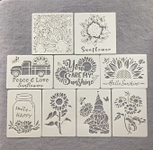 新款 向日葵镂空绘画模板工具涂鸦模板涂色板遮蔽模具喷花画模板尺