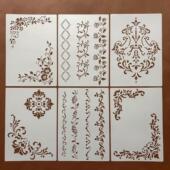 欧式 复古花纹花边手绘镂空绘画边框图案尺手抄报手账拓印相册模板