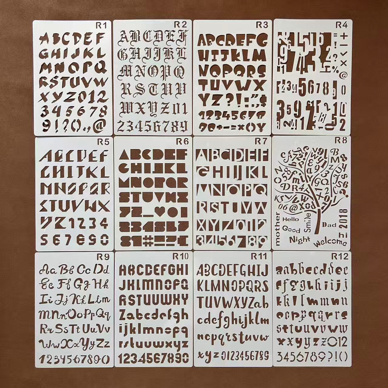 字母数字系列英文字镂空画板辅助手绘墙绘喷漆涂鸦塑料遮蔽板模板