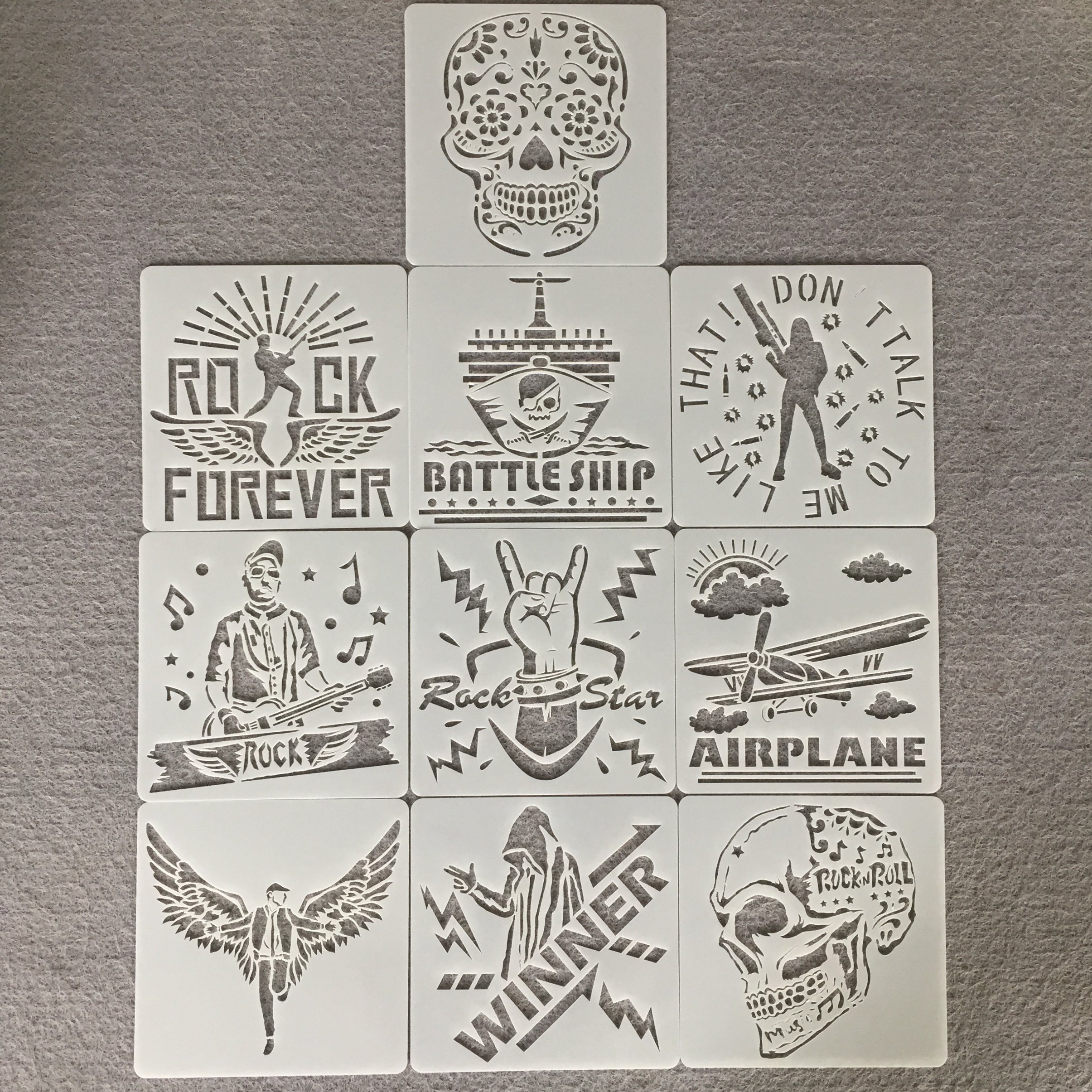 아마존 할로우 테마 레이스 페인팅 세트 락 스타일 페인팅 스프레이 페인트 레이스 눈금자 낙서 DIY 템플릿