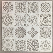 亚马逊Mandala曼陀罗辅助绘画墙绘家具装 饰镂空模板遮蔽板涂鸦喷