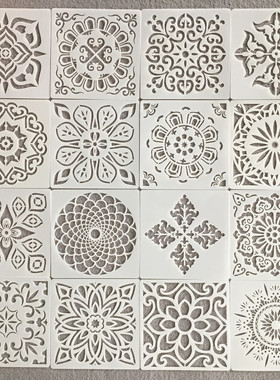 亚马逊Mandala曼陀罗辅助绘画墙绘家具装饰镂空模板遮蔽板涂鸦喷