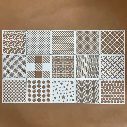 蜂窝不规则几何镂空图案手账墙绘涂鸦绘画喷漆绘图装饰模板尺B024