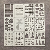 跨境新款 美术绘画镂空模板图创意画板涂鸦装 饰儿童画画辅助模板尺