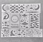 新款 太空云朵星星月亮模板墙壁喷绘圣诞喷绘模板可重复绘画模板