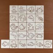 卡通海洋生物小学生手绘画涂鸦辅助动物喷涂创意镂空手抄报模板尺