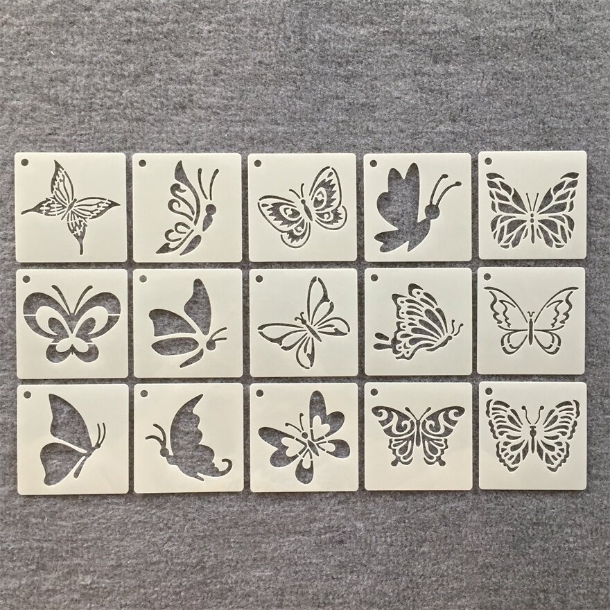 蝴蝶卡通创意绘画儿童辅助蛋糕饼干喷涂咖啡拉花辅助镂空画板模板