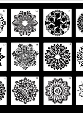 亚马逊跨境喷花镂空模Mandala曼陀罗辅助绘画模板瓷砖石头墙 绘喷