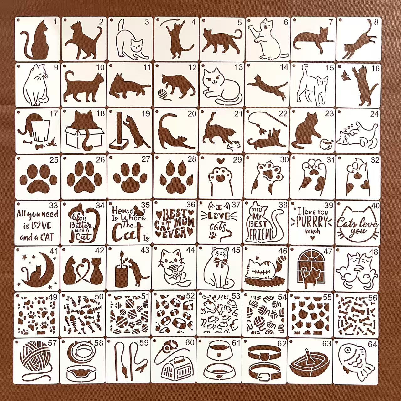 可爱猫咪小号儿童画画模具镂空手抄报手绘画涂鸦手帐制作辅助模板