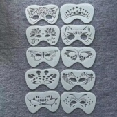 派对舞会化妆创意图案面部彩绘纹身辅助脸绘节日舞台妆镂空模板尺