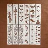 新款 复古绘画填色小龙图形镂空魔幻创意相册手抄报工具涂鸦模板尺