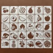 水果蔬菜系列小号画尺手账镂空花边校园儿童涂鸦多种镂空绘画模版