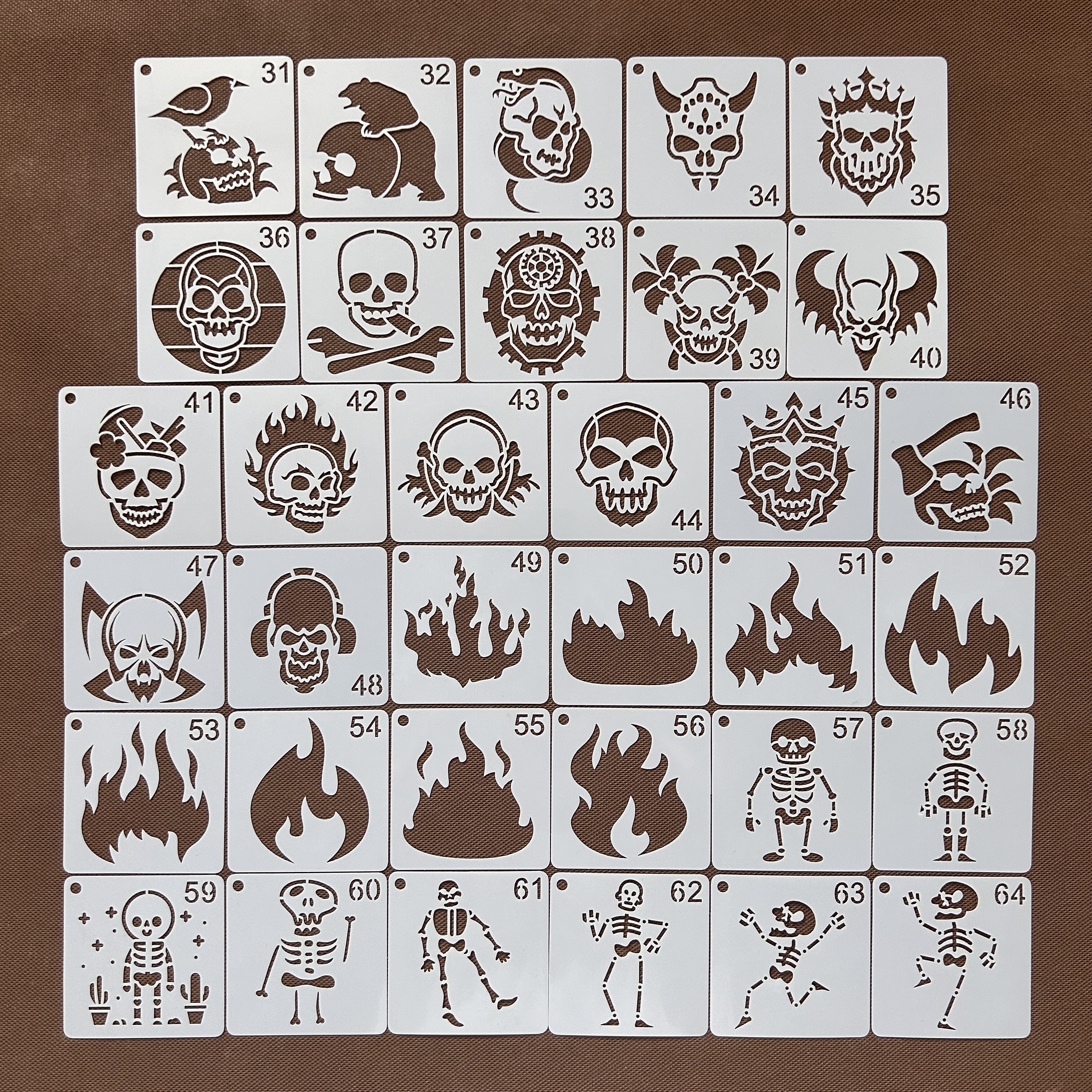 万圣节节日图形创意火焰脸绘小号镂空临摹手抄报手绘画辅助模板尺