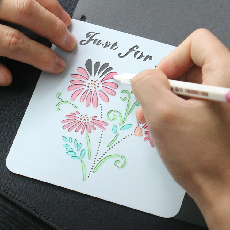 繁花似锦正方形24款diy手工绘画模版相册装饰绘画模板 新405