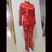 新娘装 子微喇叭加里春秋 喜庆结婚立领偏襟盘扣裤 锦缎加里套装 中式