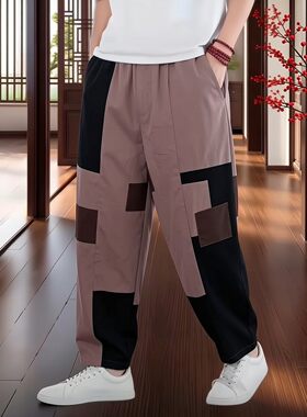 补丁乞丐裤男女同款纯棉休闲新潮