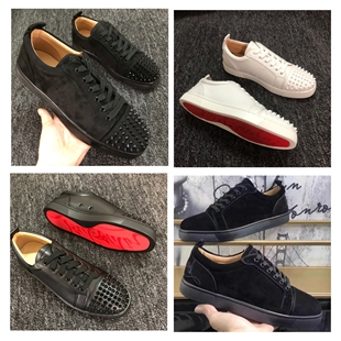 男鞋 小白鞋 红底鞋 低帮头钉休闲情侣板鞋 铆钉水钻女鞋 真皮运动鞋
