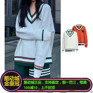 9520 HS9521 ADIDAS三叶草女子复古学院风V领毛线针织套头衫 卫衣