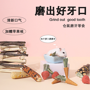 仓鼠磨牙棒粮食金丝熊龙猫花枝鼠磨牙玩具兔子苹果枝造景用品大全