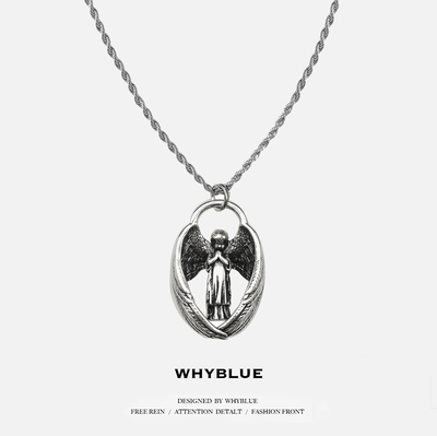 WHYBLUE复古守护天使之翼项链男
