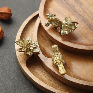 创意黄铜中古轻奢相思木实木收纳托盘玄关课堂首饰钥匙糖果盘子