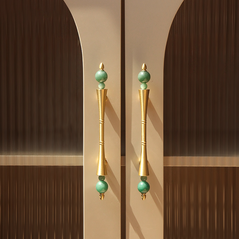 轻奢法式创意黄铜水晶陶瓷拉手衣柜门抽屉橱柜厨房复古把手