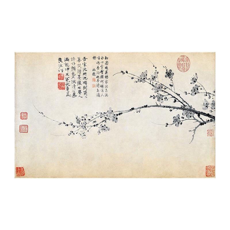 1:1元王冕墨梅图小品册页国画艺术微喷古代名画复制品装饰画