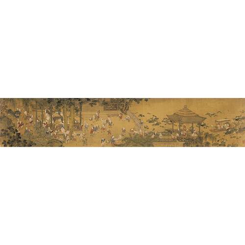 1:1真迹高清复制艺术微喷宣纸国画 冷枚 百子图200*40cm